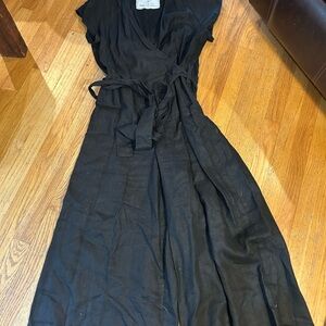 notPERFECTLINEN Black Maxi Wrap jumpsuit size Large!